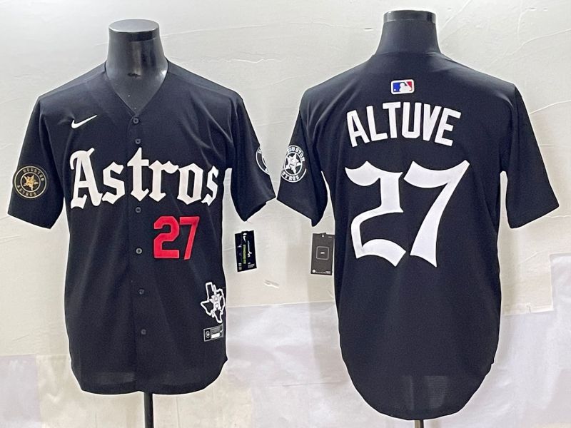 Men 2025 Houston Astros #27 Altuve Black Five generations Joint Name Nike MLB Jersey style 10